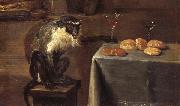 David Teniers Details of Monkeys in a Tavern painting